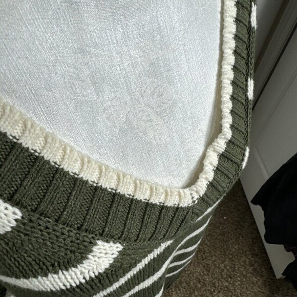 American Eagle Women's L Boxy Fit Sweater Olive Creme Striped - Picture 7 of 13